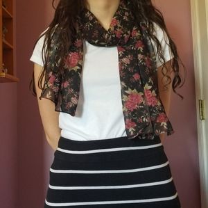 3/$5 Rose Black Summer Scarf